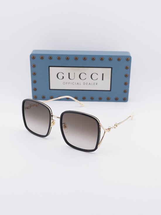Gucci Accessories - Gucci GG1016SK 004 Square Sunglasses - Black / Brown